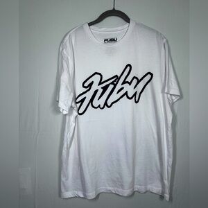 FUBU White Short Sleeve Logo T-Shirt Tee Crew Neck Mens Size Large (42-44)